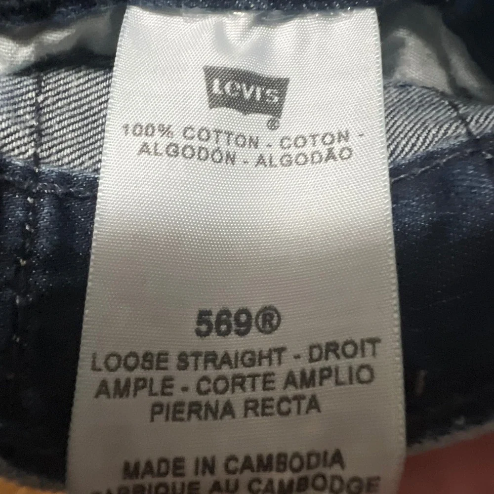 Levi's Jeans Mens 40x32 Blue 569 Loose Straight Dark Wash Denim